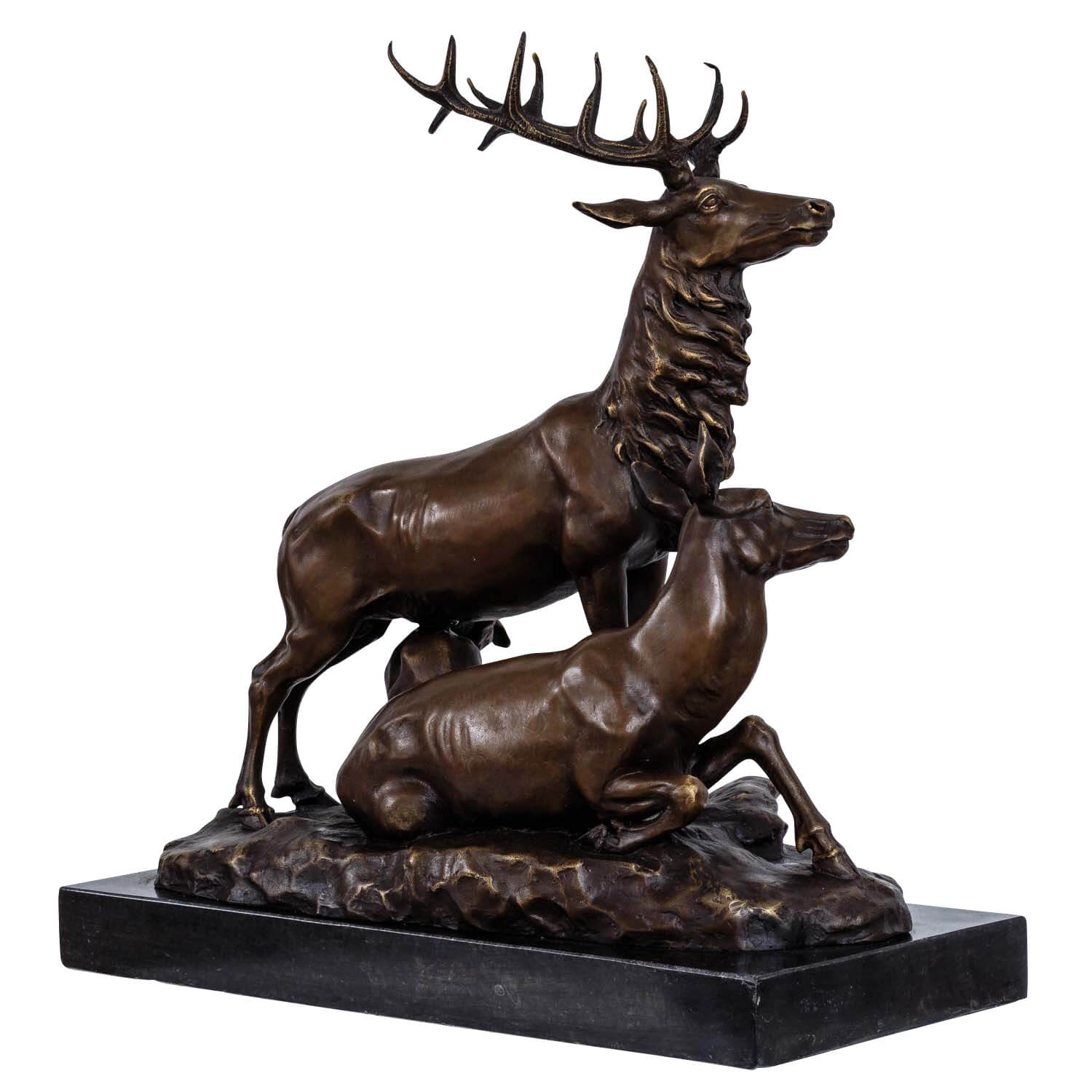 Bronzeskulptur Hirsch Familie im Antik-Stil Bronze Figur Statue 42cm