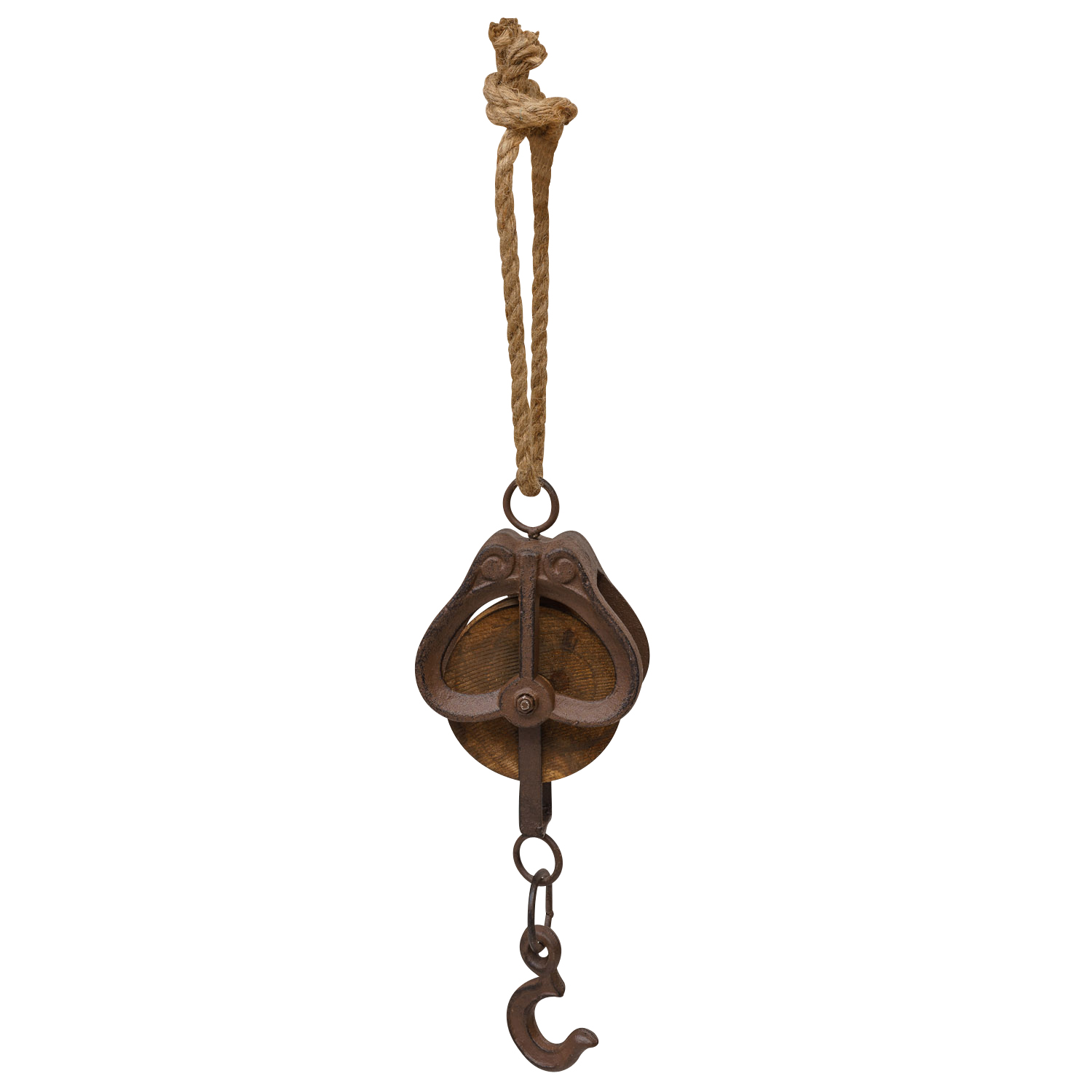 Flaschenzug Umlenkrolle Seilzug Rolle Eisen Werkzeug Antik-Stil 51cm (a)