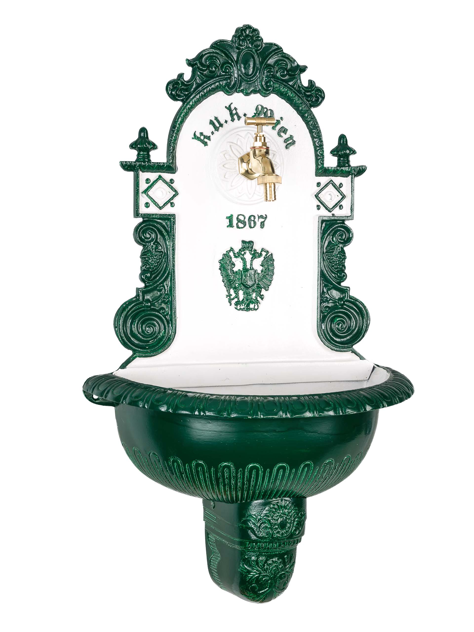 Waschbecken Brunnen Wandbrunnen 72cm Alu Garten im antik Stil fountain garden
