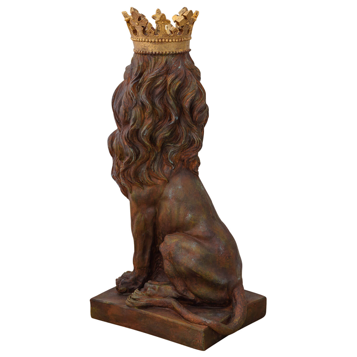 Skulptur Löwe mit Krone Figur Statue Raubkatze Kunststein Antik-Stil 92cm