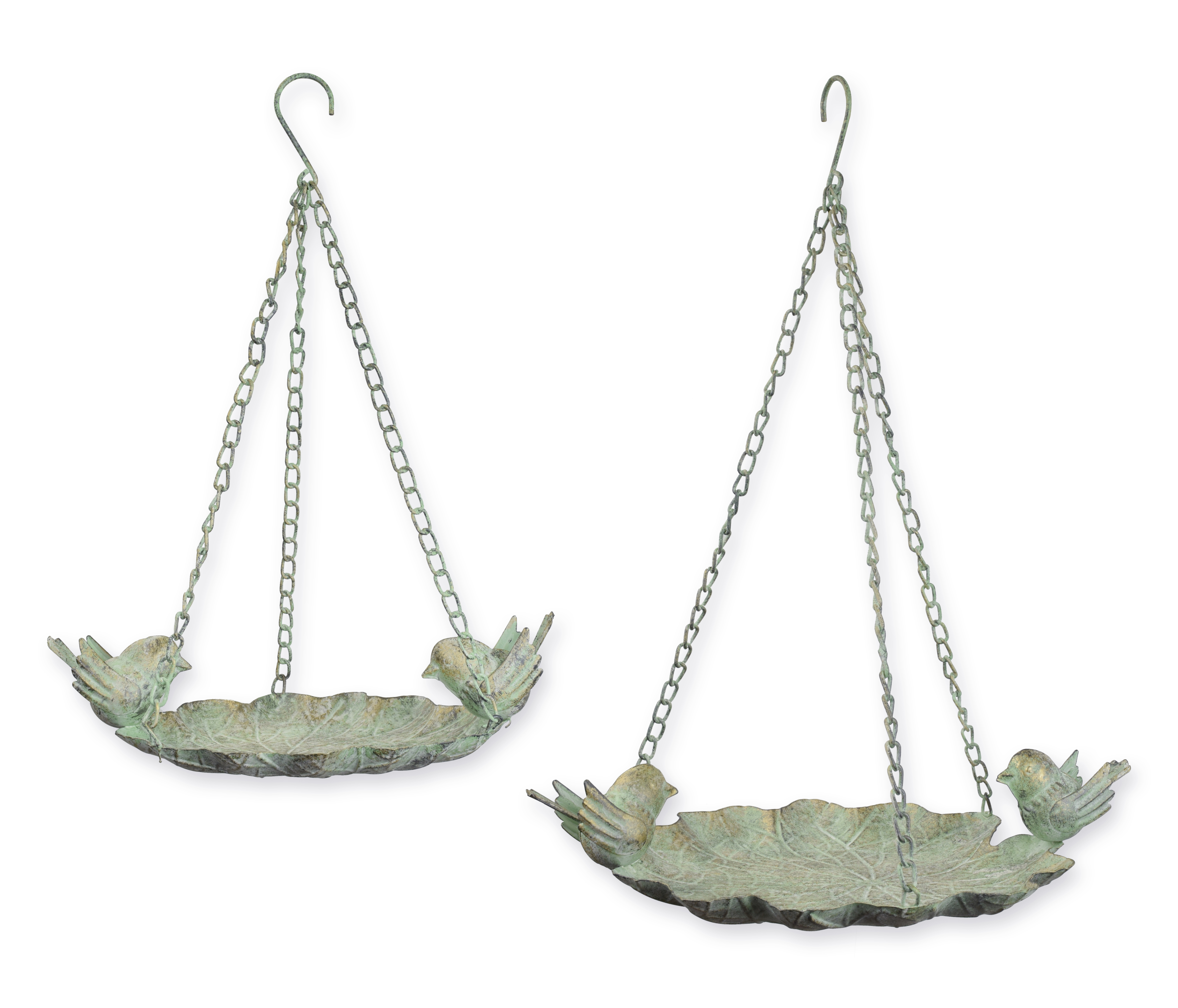 Ett par lövformade hängande fågelbad i järn replik retro design dekoration