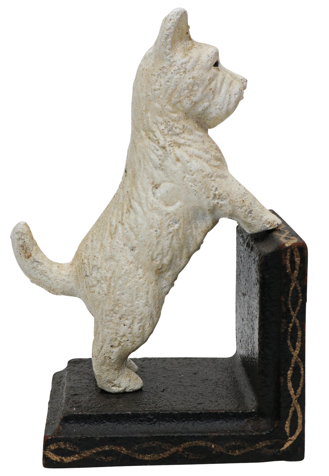 2 Buchstützen Buchständer Spitz Schnauzer Terrier Hund Figur Eisen Antik-Stil