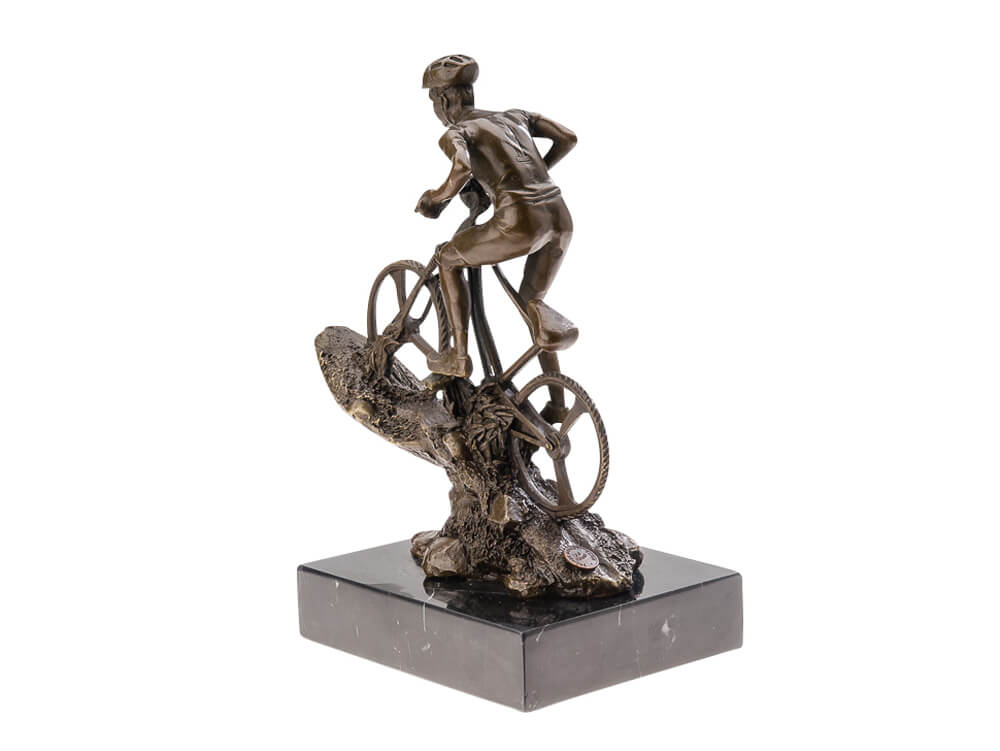 Bronsskulptur mountainbike 25 cm cyklist cykelfigur kopp bronsfigur