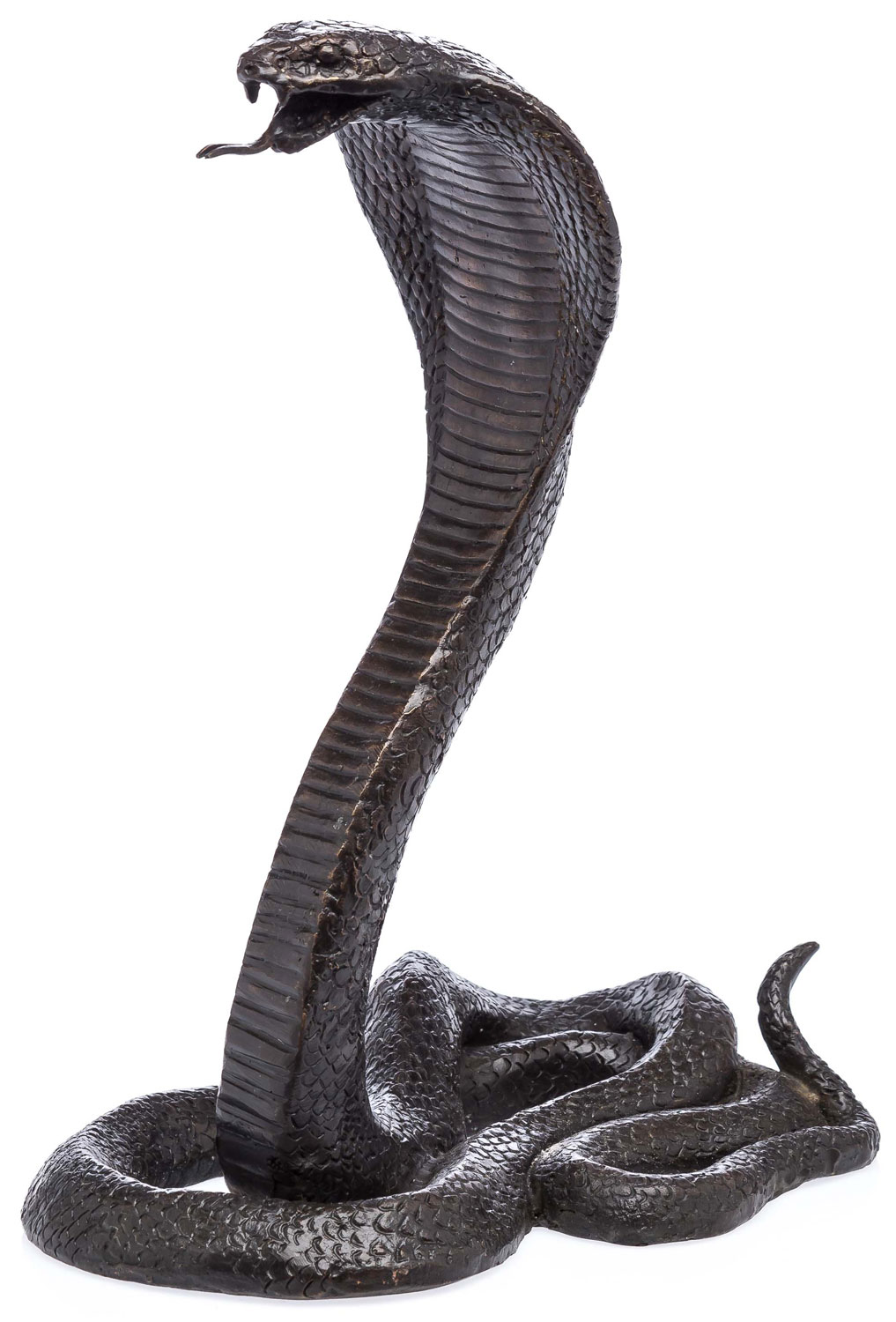 Bronze Skulptur Schlange Kobra Cobra Bronzeskulptur Statue Bronzefigur 28cm