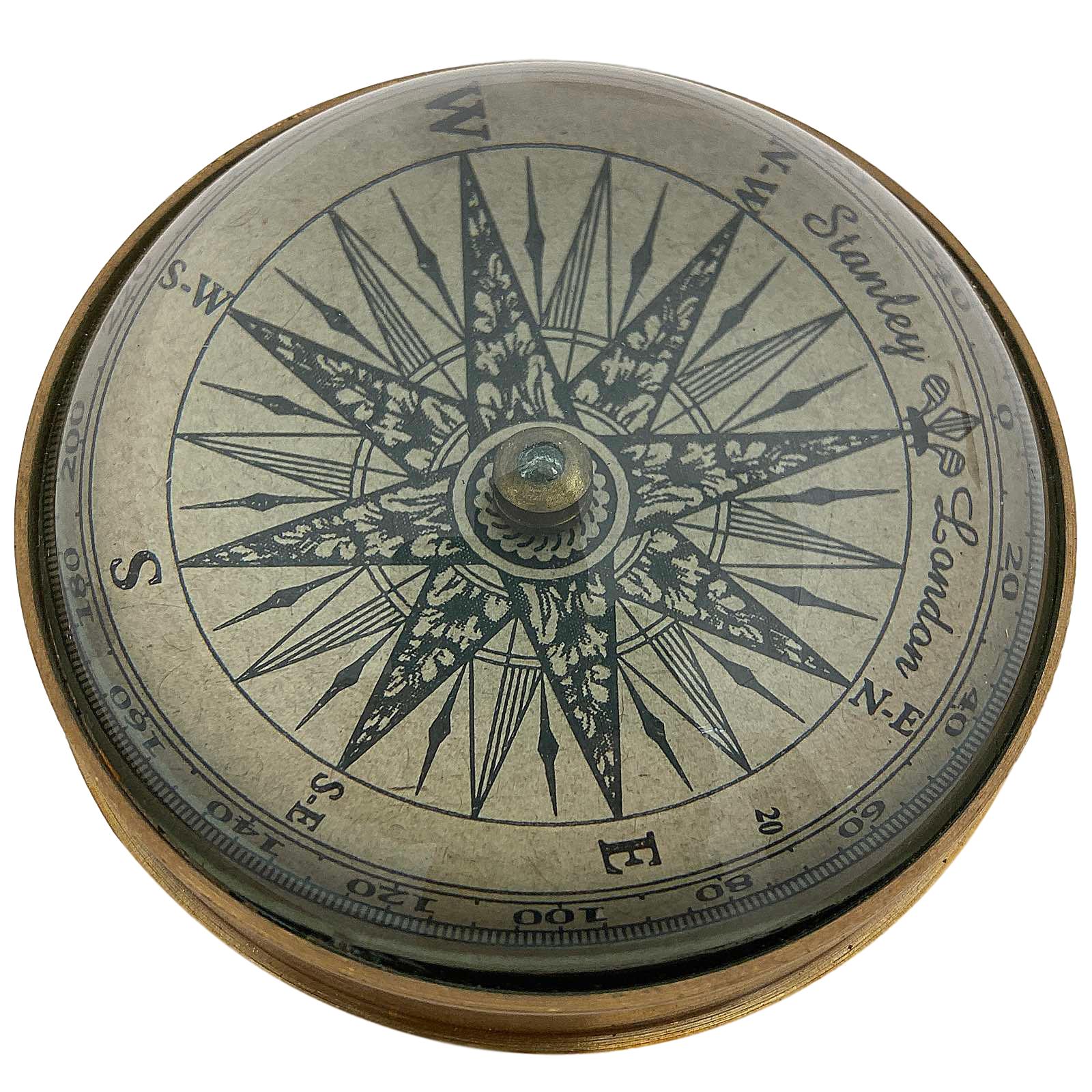 Kompass Maritim Navigation Schiff Paperweight Glas Messing 8cm Antik-Stil Replik