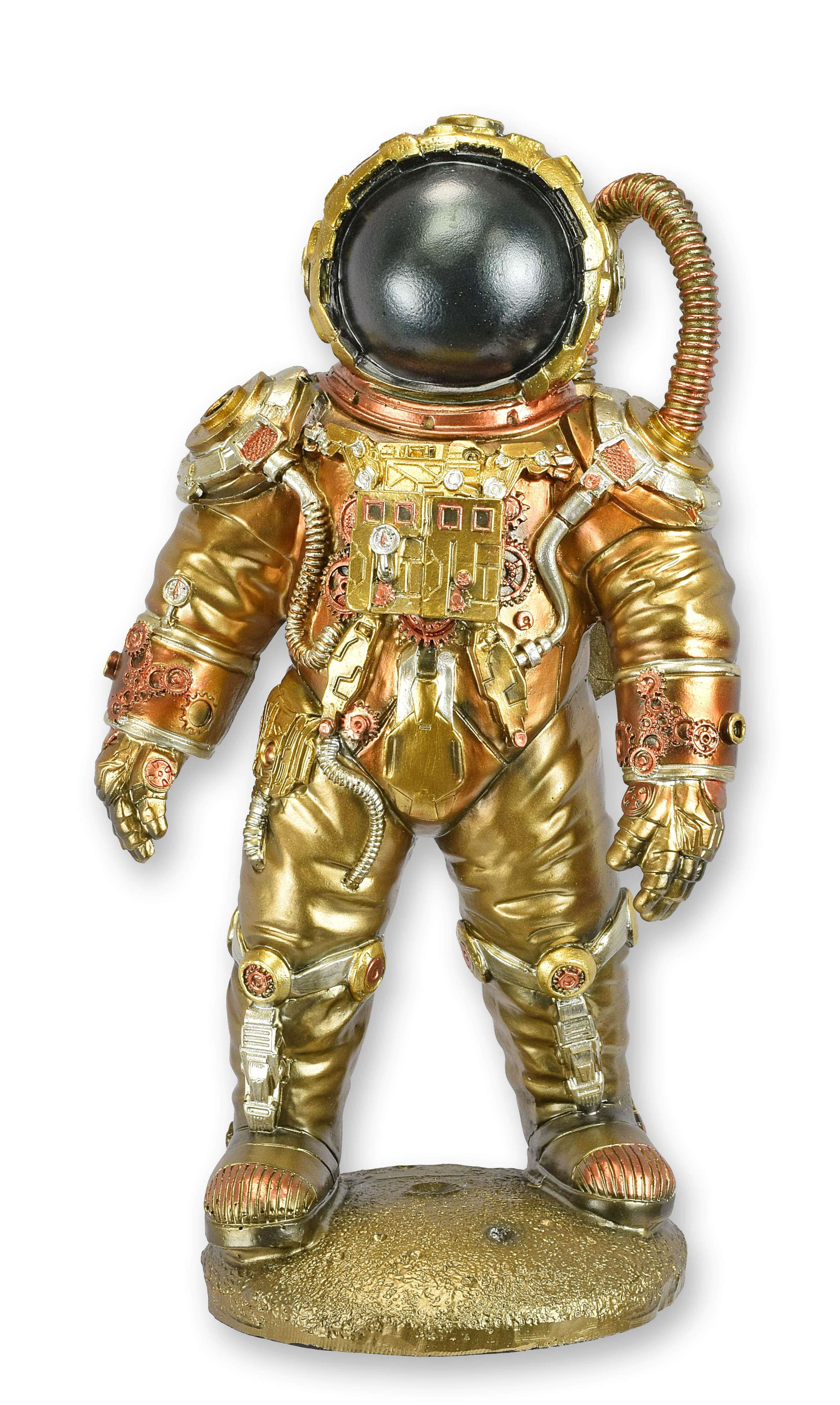 En steampunkfigur i harts föreställande en astronaut replik retro design dekoration