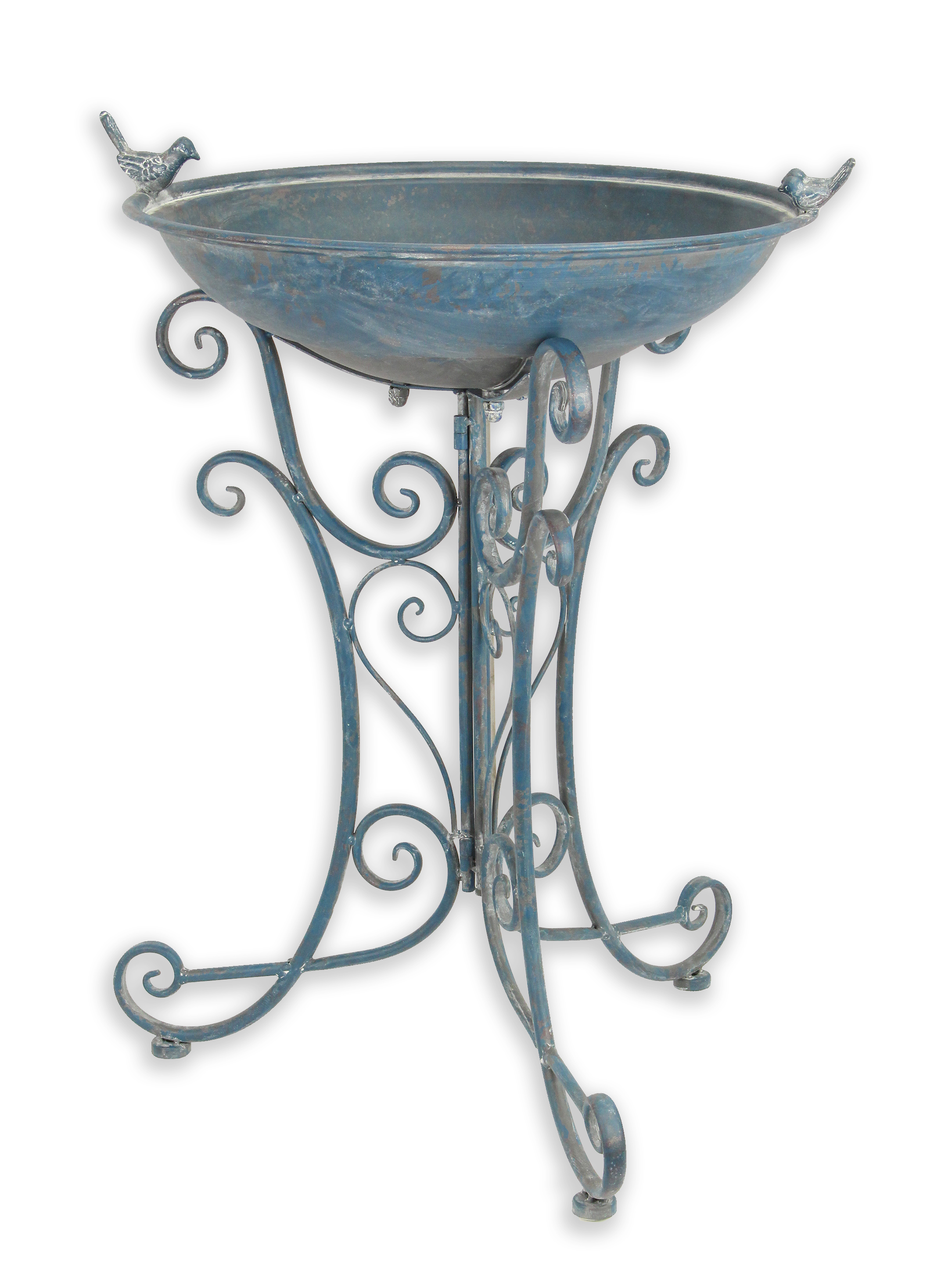 Ett par järnfågelbad, gamla blå replik retro design dekoration