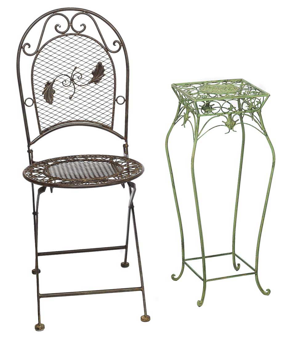 Blumenhocker 71cm Blumentisch Blumenständer Garten grün Eisen Blumensäule