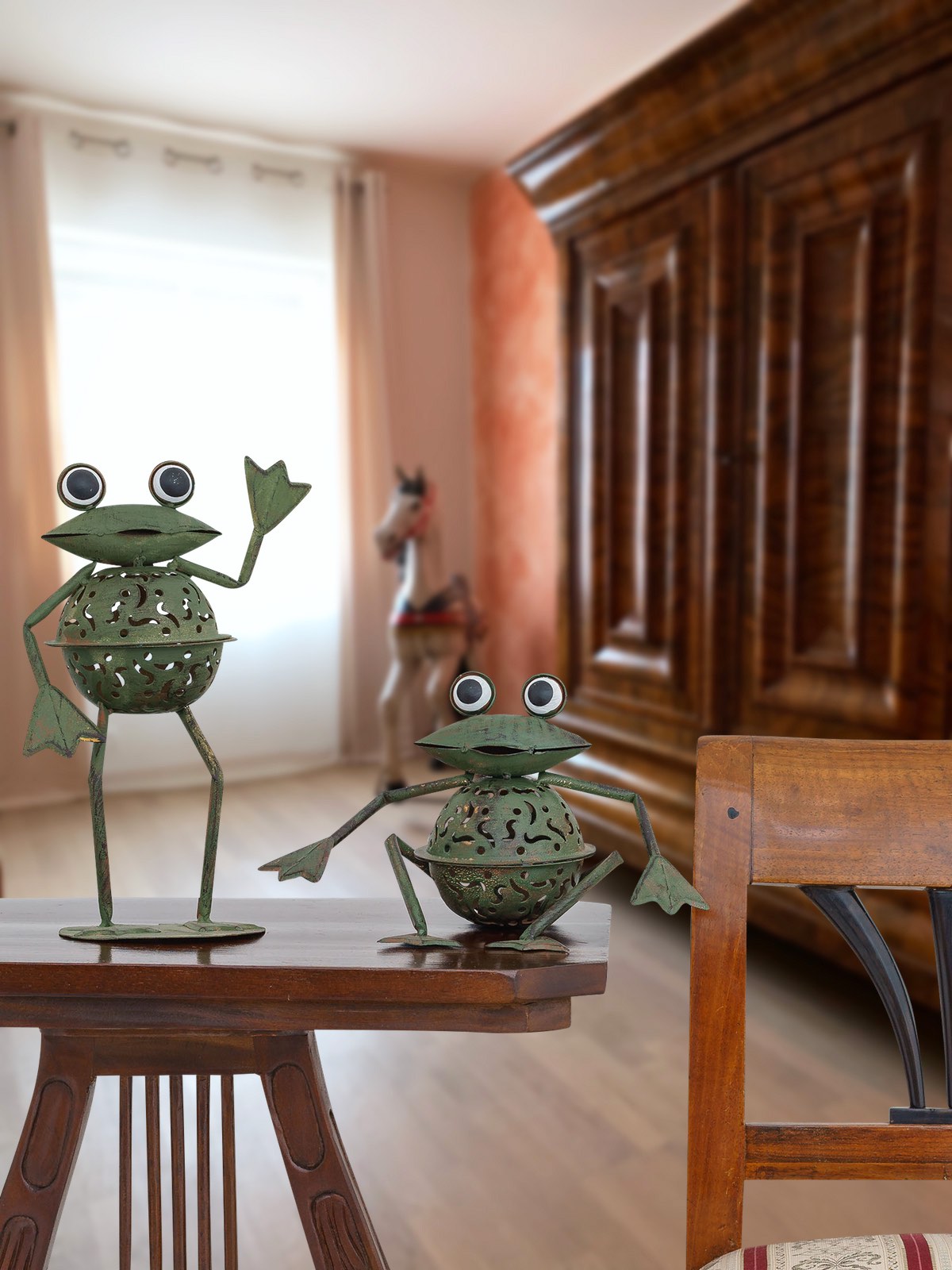 2x Windlicht Frosch Teelichthalter Frösche Garten garden tealight holder frog