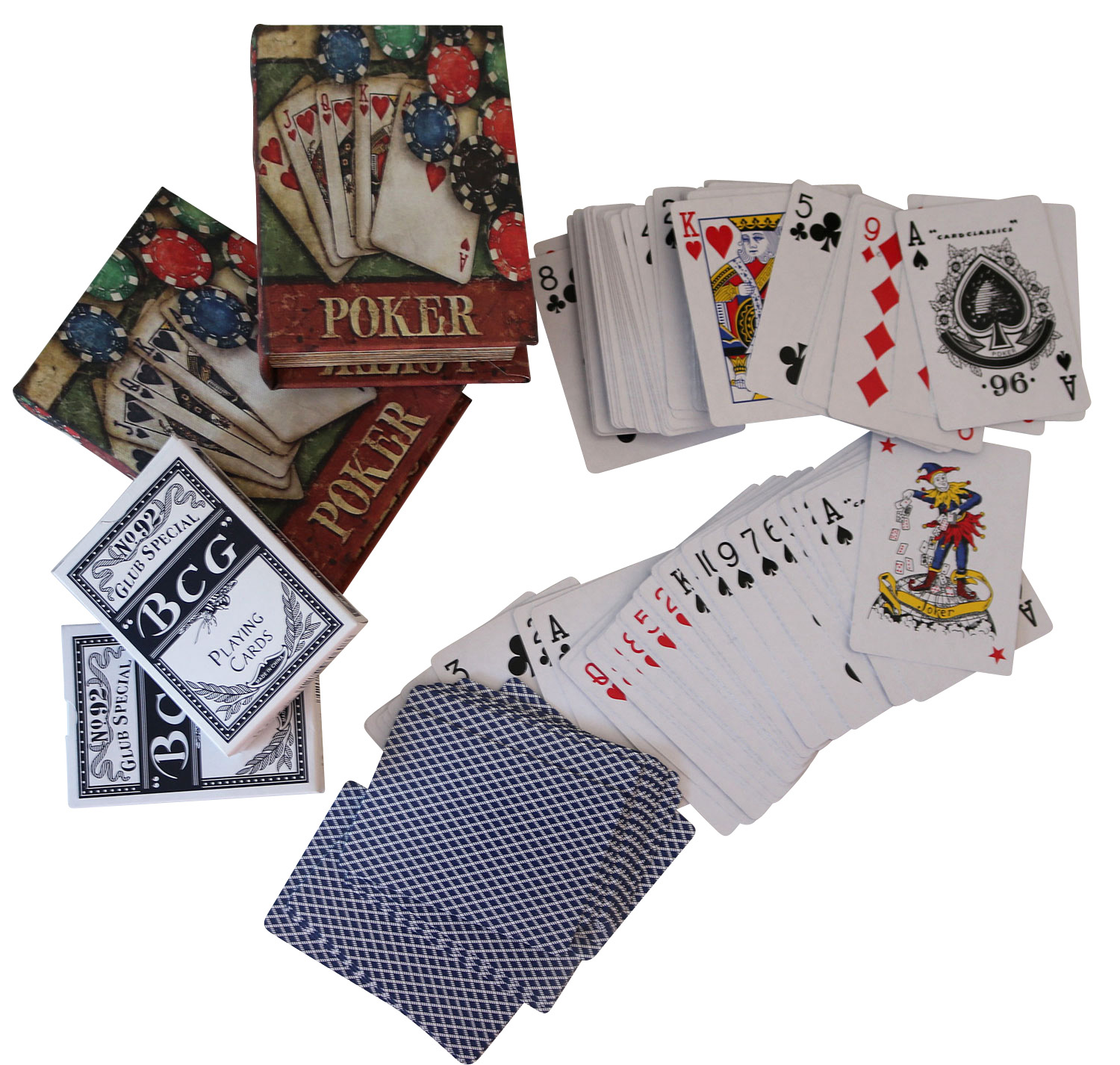 2 Poker Karten Pokerkarten Kartenspiel Box Hülle Buchattrappe Antik-Stil Joker