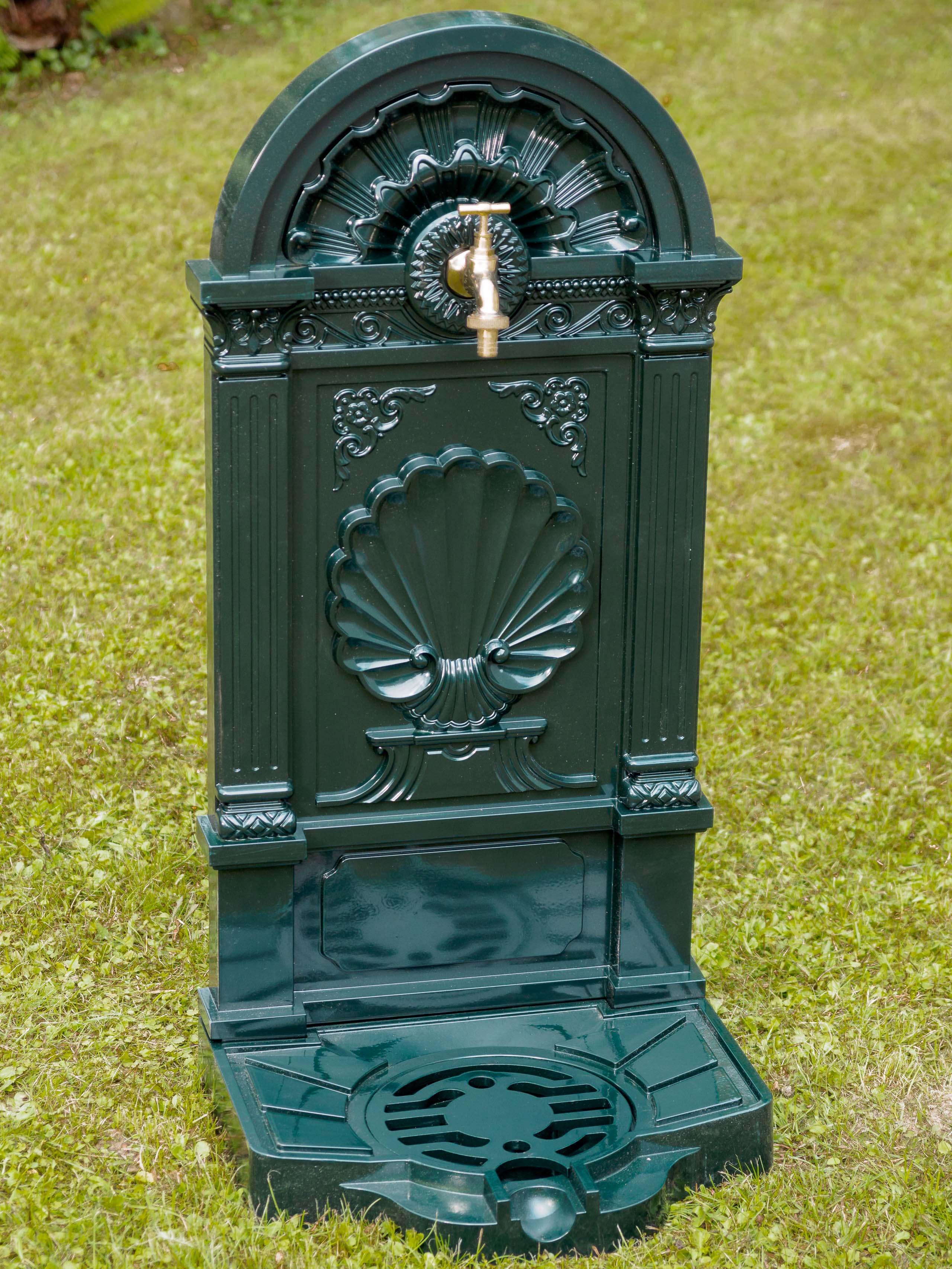 STANDBRUNNEN 83CM WASCHBECKEN ALU BRUNNEN WASCHPLATZ WANDBRUNNEN ANTIKSTIL GRÜN